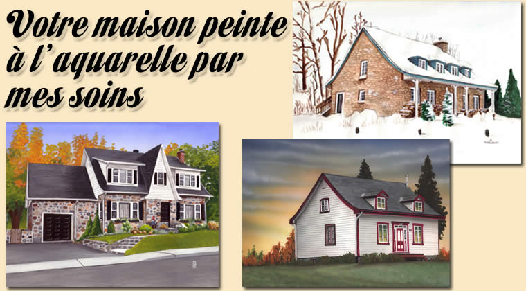 Maisons peintes à l'aquarelle par Lo
