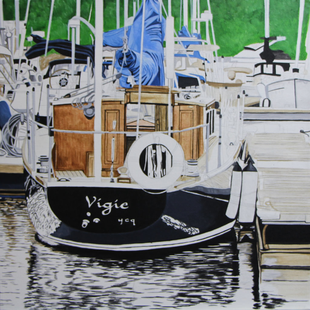 La Vigie, acrylique sur toile galerie, 16 x 16 pouces - en cours de réalisation (photo du 7 octobre)