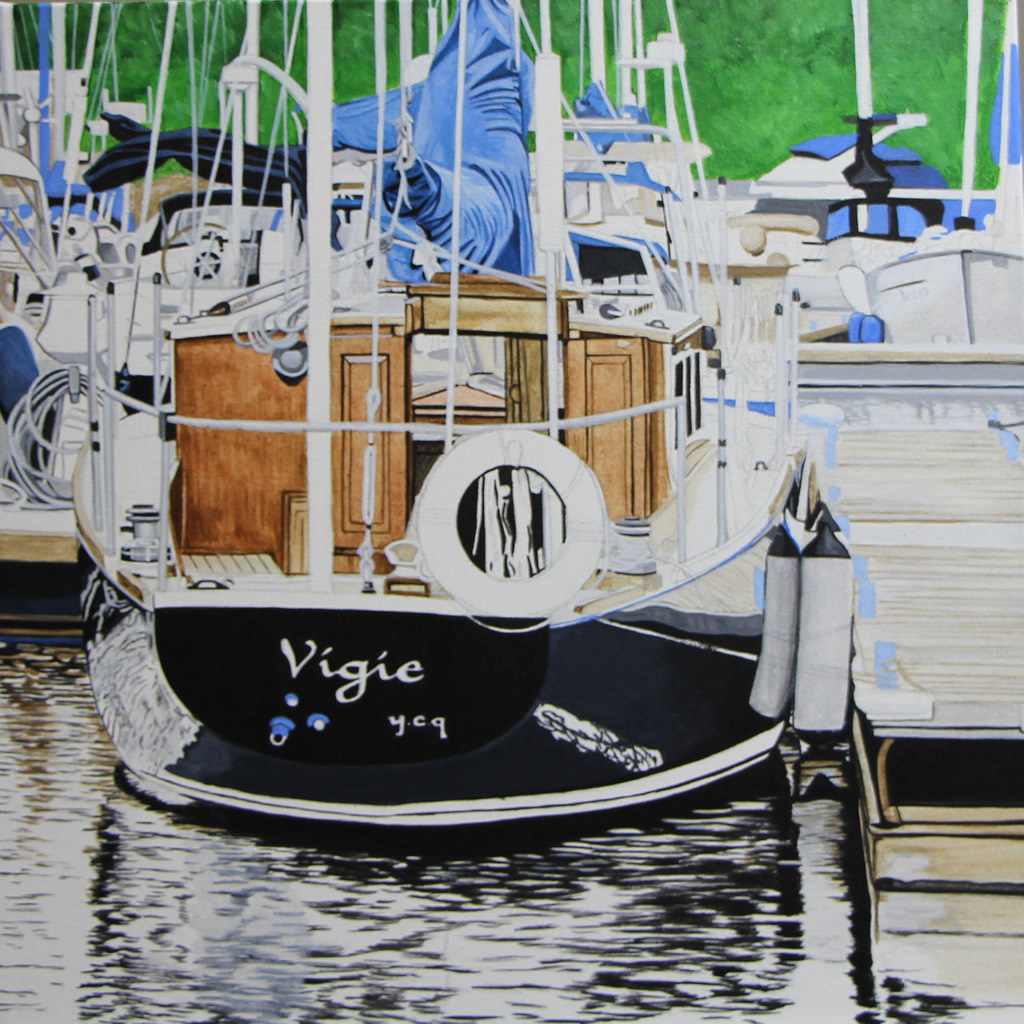 La Vigie, acrylique sur toile galerie, 16 x 16 pouces - en cours de réalisation (photo du 8 octobre)