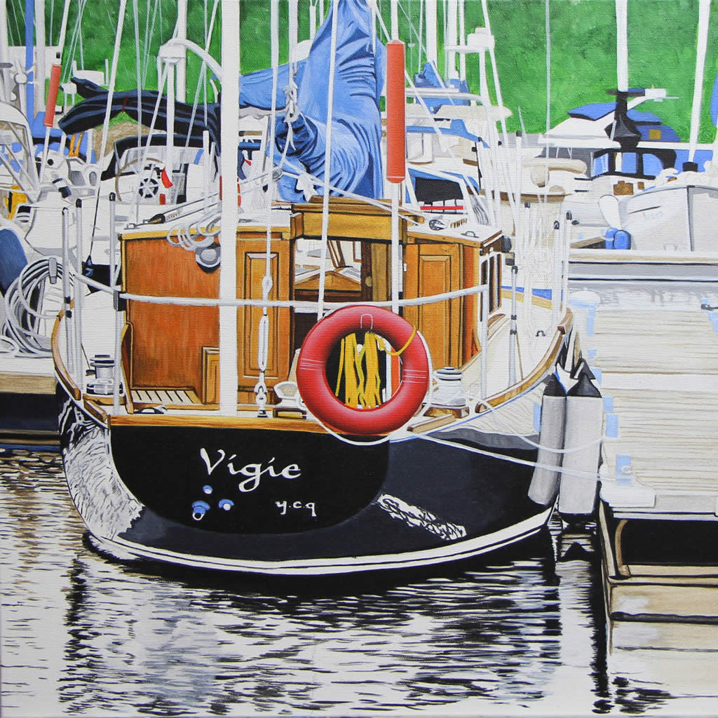 La Vigie, acrylique sur toile galerie, 16 x 16 pouces - en cours de réalisation (photo du 9 octobre)